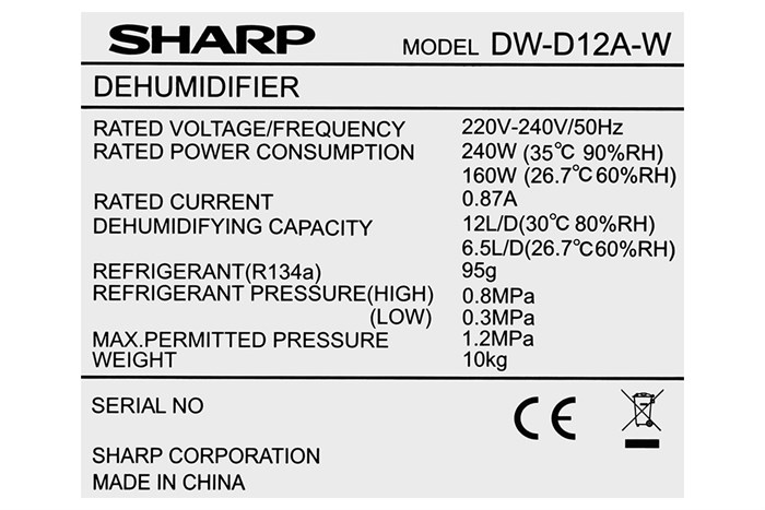 Máy Hút Ẩm Sharp DW-D12A-W
